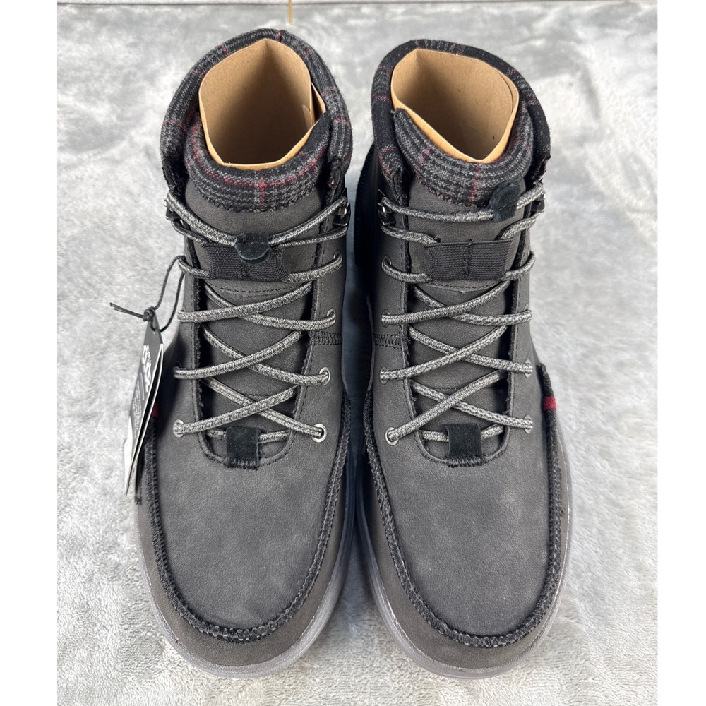 Hey Dude Bradley Boots Mens 11 Graphite Grey Plaid Trim Water Resistant NEW